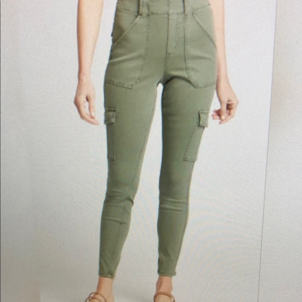 ❤️ SPANX STRETCH TWILL ANKLE HIGH RISE CARGO SHAPEWEAR PANTS / LEGGINGS, MEDIUM